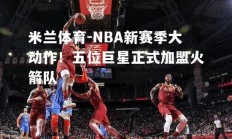 米兰体育-NBA新赛季大动作！五位巨星正式加盟火箭队